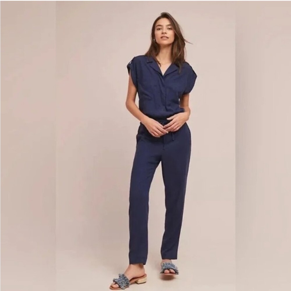 Anthropologie Navy Jumpsuit